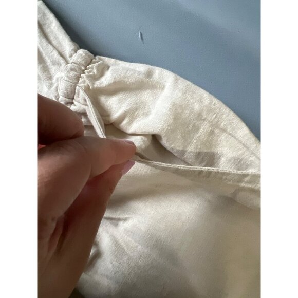 New Linen Blend Jumpsuit Sz 8 Beach Coastal Resort Vacation V-Neck Drawstring - Picture 8 of 16